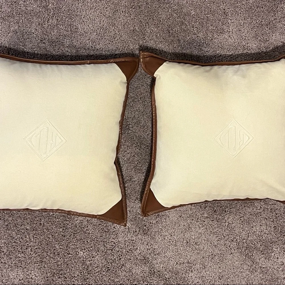 Polo Ralph Lauren 2 Equestrian cotton cowhide leather Throw Pillow Covers 18x18